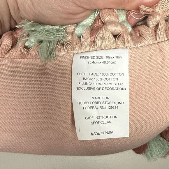 Hobby Lobby Dusky Mauve Rustic Cotton Cushion with Tassels 10x16 - Picture 3 of 3